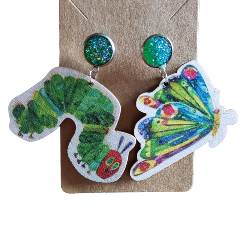 3/$25 The Very Hungry Caterpillar earrings